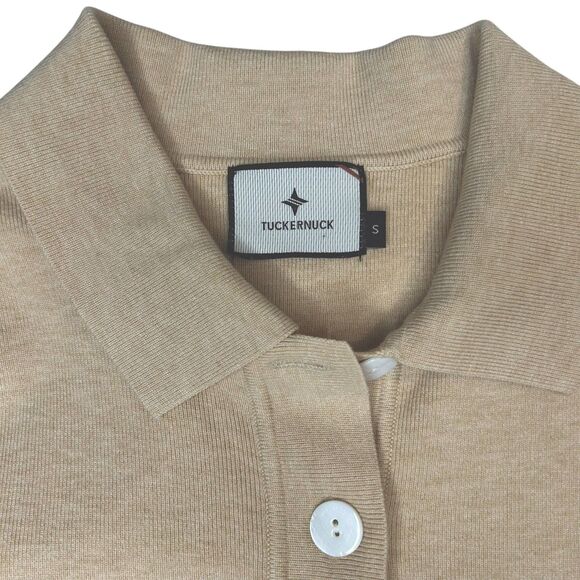 Tuckernuck Channing Mini Polo Dress Tan Knit Size Small Quiet Luxury Rich Mom - Picture 4 of 9